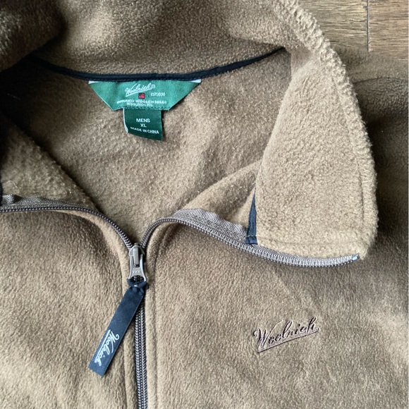 Men’s Woolrich Light Brown Fleece Jacket with Full-Zip-Size XL - Picture 2 of 9